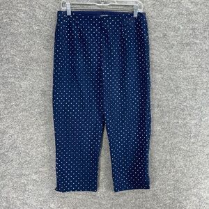 Chaps Pants Women 8 Blue Polka Dot Cropped Mid Rise Flat Front Straight Zip